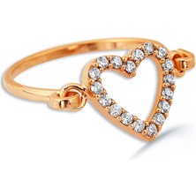 Kuyumcudükkanı Kuyumcudukkani Elişi Kalp Şekilli Taşlı YÜZÜK-10312-R-W