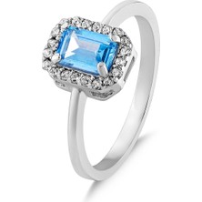 Kuyumcudükkanı Kuyumcudukkani Yeşil Baget Taşlı "TEKTAŞ"YÜZÜK-10437-W-BLU