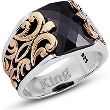 Kuyumcudükkanı Kuyumcudukkanı Baget Taşlı Yanı Bronz Parçalı Elyapımı Gümüş Erkek YÜZÜK-60009-W-BLK