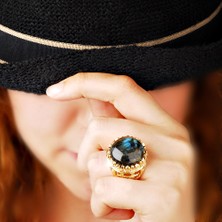 Kuyumcudükkanı Kuyumcudukkani Özel Tasarım Otantik  Gümüş YÜZÜK-10166-G-LAB