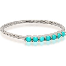 Kuyumcudükkanı Kuyumcudukkani Firuze Sıra Taşlı Trend YÜZÜK-10316-W-BLU