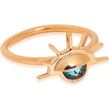 Kuyumcudükkanı Kuyumcudukkani Avusturya Kristali Taşlı Göz YÜZÜK-10353-R-BLU