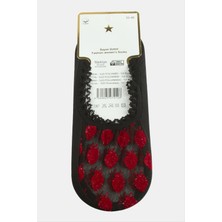 Zero Land Matrixzn Çilek Dantel Babet Çorap-Siyah