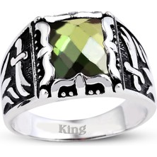 Kuyumcudükkanı Kuyumcudukkanı Baget  Taşlı Yanı"zülfikar Kılıçlı "erkek YÜZÜK-60006-W-OLIV