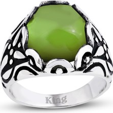 Kuyumcudükkanı Kuyumcudukkani Düz Oval Kubbe Kesim Taşlı Gümüş Erkek YÜZÜK-60002-W-OLIV