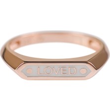 Kuyumcudükkanı Beyaz Renk Mineli"lowed"mesaj Yeni Trend YÜZÜK-10397-R-W-LOWED