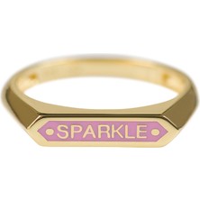 Kuyumcudükkanı Pembe Renk Mineli"sparkle"mesaj Yeni Trend YÜZÜK-10397-G-P-SPARKLE