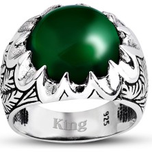 Kuyumcudükkanı Kuyumcudukkani Kapuşon Kubbe Kesim Taşlı Gümüş Erkek YÜZÜK-60001-W-GRN