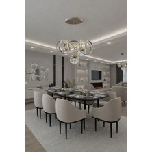 Kafkas Elegance Cappuccino Avize – 3'lü Kristal Küre Tasarım