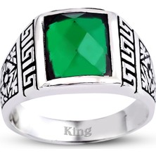 Kuyumcudükkanı Kuyumcudukkanı Baget Kesim Taşlı Gümüş Erkek YÜZÜK-60008-W-GRN