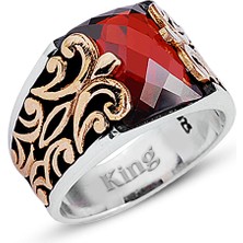 Kuyumcudükkanı Kuyumcudukkanı Baget Taşlı Yanı Bronz Parçalı Elyapımı Gümüş Erkek YÜZÜK-60009-W-R