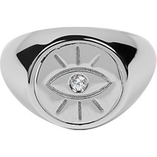 Kuyumcudükkanı Küçük Parmak Yüzük (Signed Ring)Nazar Gözü İFADELI-10383-W-W