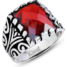 Kuyumcudükkanı Kuyumcudukkanı Baget Kesim Taşlı Yanı "desenli " Gümüş Erkek YÜZÜK-60005-W-R