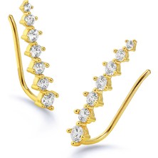 Kuyumcudükkanı Kuyumcudukkani Sıra Taşlı Yeni Trend"ear CUFF"KÜPE-30066-G-W