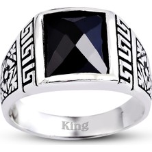 Kuyumcudükkanı Kuyumcudukkanı Baget Kesim Taşlı Gümüş Erkek YÜZÜK-60008-W-BLK