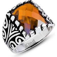 Kuyumcudükkanı Kuyumcudukkanı Baget Kesim Taşlı Yanı "desenli " Gümüş Erkek YÜZÜK-60005-W-HNY