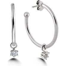 Kuyumcudükkanı Kuyumcudukkani 4mm Zirconia"tektaş Sallantılı Halka"küpe- 32119-W-W