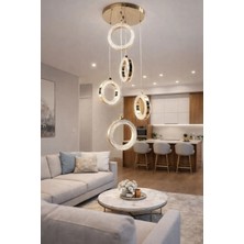 Kafkas 5 Li Kristal Halka Sarkıt LED Avize