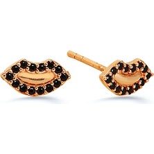Kuyumcudükkanı Kuyumcudukkani Siyah Taşlı Dudak KÜPE-30080-R-BLK