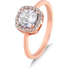 Kuyumcudükkanı Kuyumcudukkani Beyaz Kare Kesim Taşlı "TEKTAŞ"YÜZÜK-10438-R-W