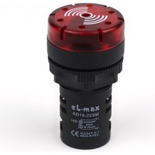 El-Max AD16-22SM Kırmızı LED Sinyal Lambası ve Buzzer - 24V Ac/dc (22MM Sesli Uyarı)