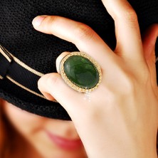 Kuyumcudükkanı Kuyumcudukkani Özel Tasarım Otantik  Gümüş YÜZÜK-10184-G-GRN