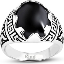 Kuyumcudükkanı Kuyumcudukkani Düz Oval Kubbe Kesim Taşlı Gümüş Erkek YÜZÜK-60003-W-BLK