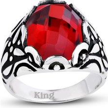 Kuyumcudükkanı Kuyumcudukkani Fasetli Oval Kubbe Kesim Taşlı Gümüş Erkek YÜZÜK-60002-W-FR