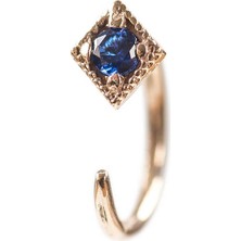 Kuyumcudükkanı Kuyumcudukkani Mavi Taşlı Trend"ear CUFF"KÜPE-30102-R-BLU