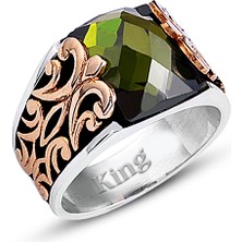 Kuyumcudükkanı Kuyumcudukkanı Baget Taşlı Yanı Bronz Parçalı Elyapımı Gümüş Erkek YÜZÜK-60009-W-OLIV