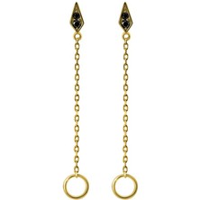 Kuyumcudükkanı Kuyumcudukkani Siyah Taşlı Zincirli KÜPE-31151-G-BLK