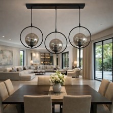 Kafkas – Modern 3’lü Halka Cam Küre Sarkıt Avize