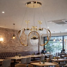 Kafkas Papillon Tarçın Kristal Sarkıt Avize – 3lü Kristal Küre Modern Tasarım