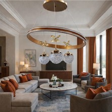 Kafkas Çift Kanal Tarçın Kristal Kelebekli Şeker Toplu LED Avize