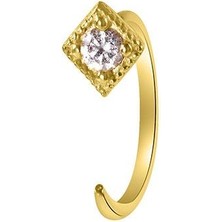 Kuyumcudükkanı Kuyumcudukkani Beyaz Taşlı Trend"ear CUFF"KÜPE-30102-G-W