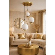 Kafkas – Aura 3’lü Statik Gold Halka Opal Cam Sarkıt Avize