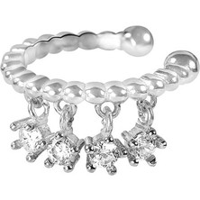 Kuyumcudükkanı Kuyumcudukkani Yeni Trend 4 Zirkon Taşlı Noktalı Model Ear Cuff KÜPE-31138-W-W