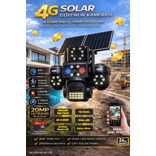 IDS 20MP Ultra Hd 4 Lens Tam Kontrol Güneş Enerjili Kamera Sim Kartlı Dual LED 12XZOOM Çakar LED Siren