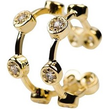 Kuyumcudükkanı Kuyumcudukkani Çift Sıra Taşlı Trend"ear CUFF"KÜPE-31122-G-W