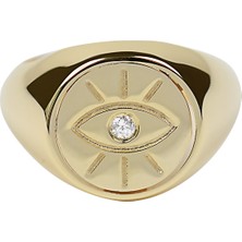 Kuyumcudükkanı Küçük Parmak Yüzük (Signed Ring)Nazar Gözü Ifadeli -10383-G-W