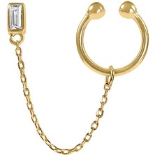 Kuyumcudükkanı Kuyumcudukkani Çift Özellik Kullanımlı Baget Taşlı Trend "ear CUFF"KÜPE-31149-G-W