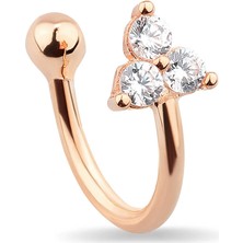 Kuyumcudükkanı Kuyumcudukkani 3 Taşlı Yeni Trend Rose"ear CUFF"KÜPE-30056-R-W