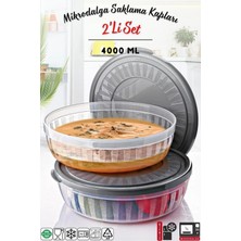 Open Home Concept 2 Adet Kapaklı Yuvarlak Saklama Kabı Seti - Kase Mikrodalga & Difriz Uyumlu 4 Lt Şeffaf