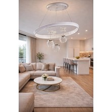 Kafkas Çift Kanal Beyaz Kristal Kelebekli Şeker Toplu LED Avize