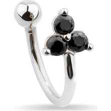 Kuyumcudükkanı Kuyumcudukkani 3 Siyah Taşlı Trend "ear CUFF"KÜPE-30056-W-BLK