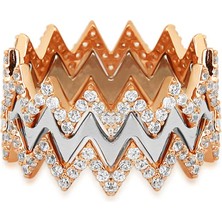 Kuyumcudükkanı Kuyumcudukkani Dörtlü Full Taşlı Zigzag Trend YÜZÜK-10343-R-W