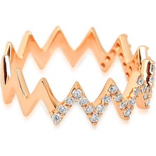 Kuyumcudükkanı Kuyumcudukkani Yarım Sıra Taşlı Zigzag Trend YÜZÜK-10341-R-W