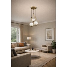 Kafkas – Damla 3’lü Statik Gold Beyaz Glop Modern Avize