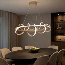 Kafkas Wave Cappuccino Lineer LED Avize – Modern Yemek Masası & Salon Sarkıt