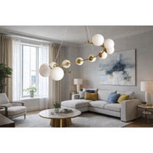 Kafkas Modern Açık Halka Statik Gold 11 Camlı Sarkıt Avize – Şık ve Zarif Tasarım